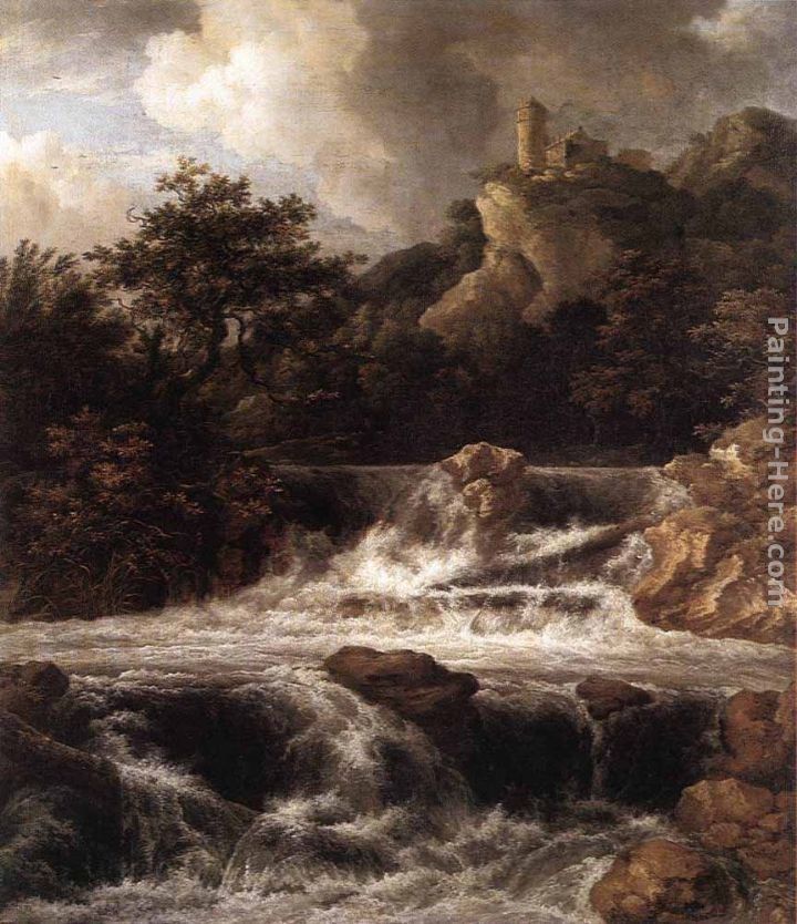 Jacob van Ruisdael Waterfall with Castle Built on the Rock